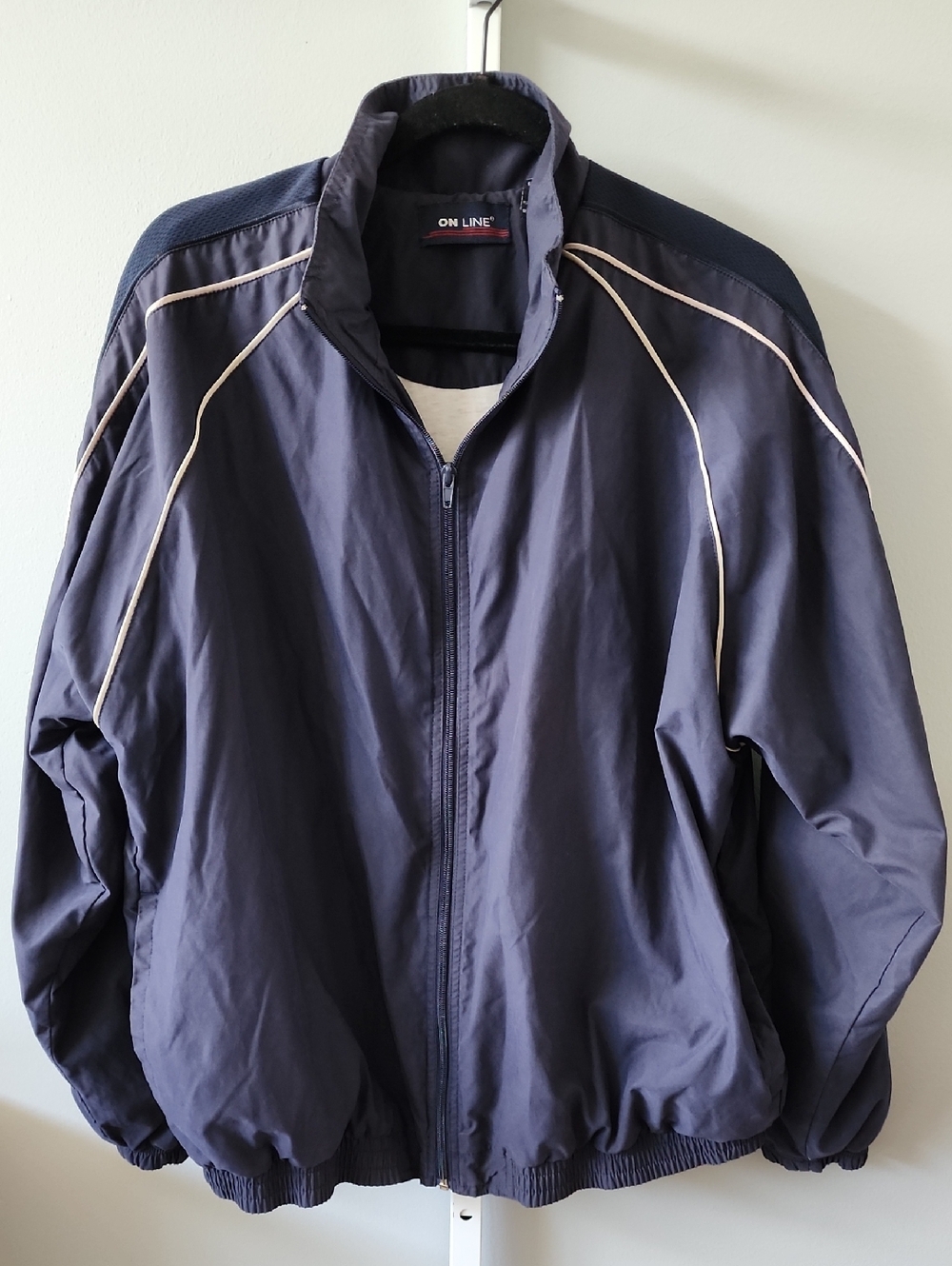 Men's Navy Windbreaker Jacket with Cream Piping